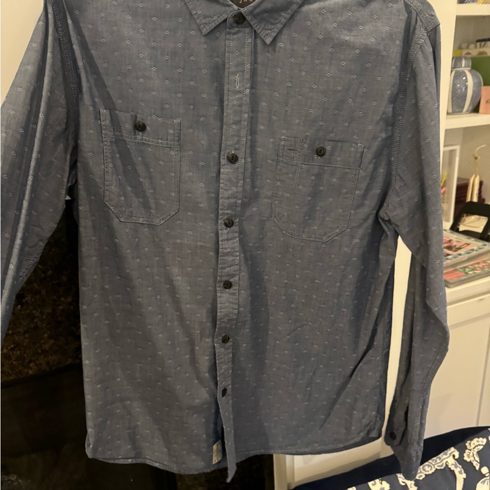 Jachs Blue Casual Button Down Shirt with Tailored Fit